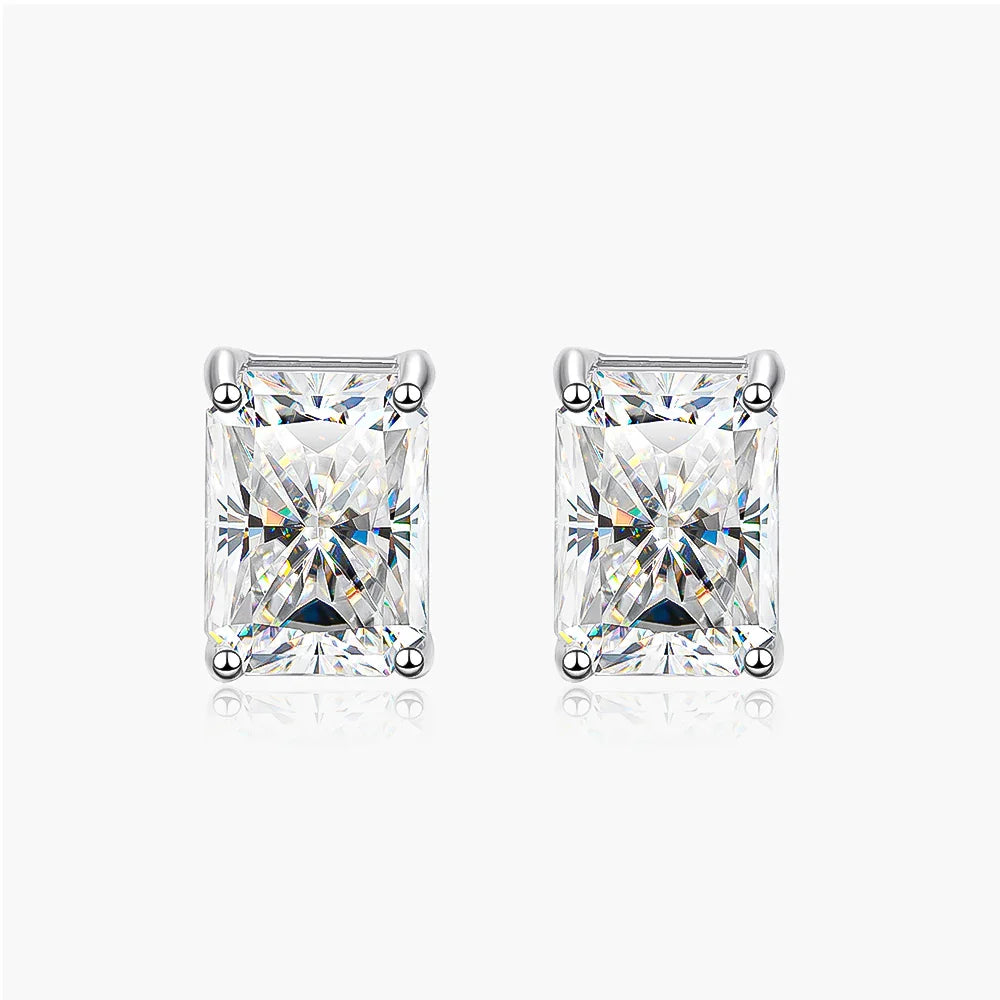Classic 100% 925 Sterling Silver Real Moissanite Gemstone White Gold Earrings Ear Stud For Women Fine Jewelry Wholesale