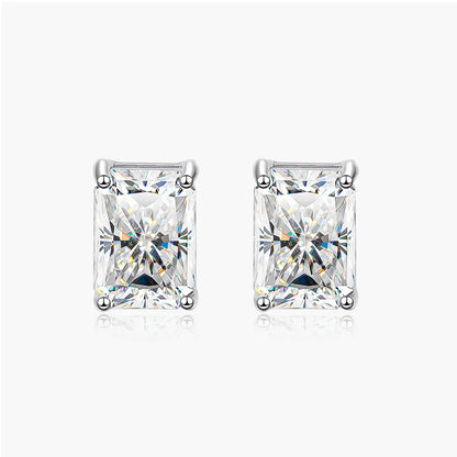Classic 100% 925 Sterling Silver Real Moissanite Gemstone White Gold Earrings Ear Stud For Women Fine Jewelry Wholesale