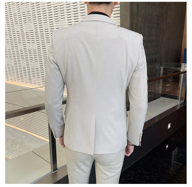2025 Men's Business Suit Slim-fit Wedding Dress Two-piece Set M-4XL Stylish Handsome All-in-one Banquet Trousers