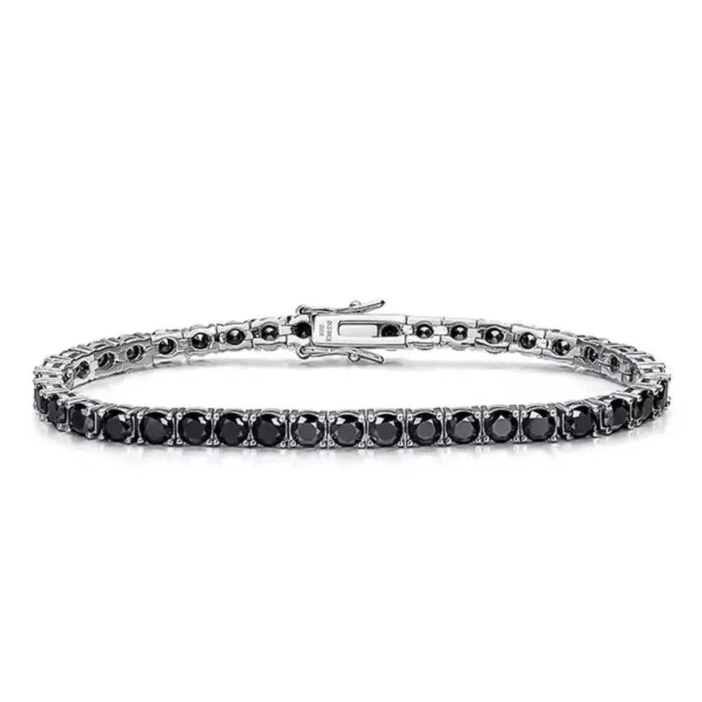 TY 3mm 4mm Black Moissanite Tennis Bracelet Full Diamond 925 Sterling Silver Plated 18k Hiphop Bracelets for Women Man