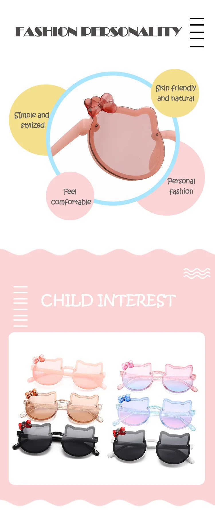 Kids Sunglasses Girls Boys Shiny Bowknot Sun Glasses Lovely Cat Children Eyewear Fashion Gradient Eyeglasses UV400