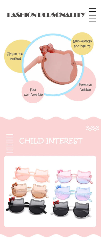 Kids Sunglasses Girls Boys Shiny Bowknot Sun Glasses Lovely Cat Children Eyewear Fashion Gradient Eyeglasses UV400