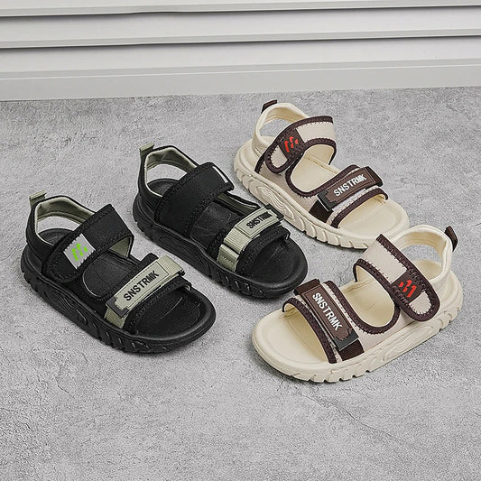 Kids'Casual Shoes Sandals EVA Summer Shoes For Boys Hook and Loop Breathable Anti-slip Thick Bottom Khaki Black Shoes Size 26-37