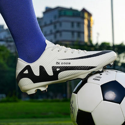 Professional FG/TF Soccer Cleats Men Football Boots Long Spike Grass Match Breathable Lightweight Comfortable Training Sneakers