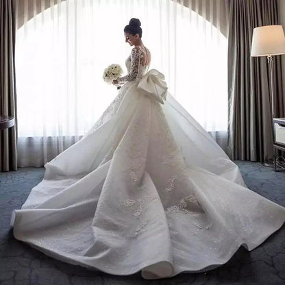 2 Pieces Luxury Mermaid Wedding Dresses Detachable Train Elegant Long Sleev White Bridal Dress Boho Robe De Mariee Sukienki