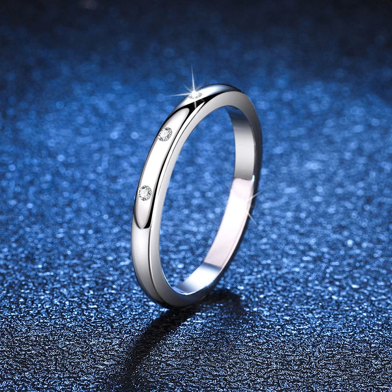 Moissanite Ring for Women S925 Solid Silver with White Gold Plated Diamond Wedding Bridal Band Luxury Jewelry Gift