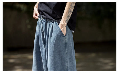 Men's Jeans Hip Hop Streetwear Skateboard Neutral Denim Trousers Men Jeans Wide Leg Denim Cargo Jean Pants Loose Straight Baggy
