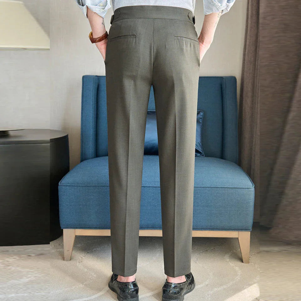 2025 Spring High Quality Men's Suit Pants Fashion Solid Color High Waist Slim Fit Youthful Vitality Casual Suit Trousers Men