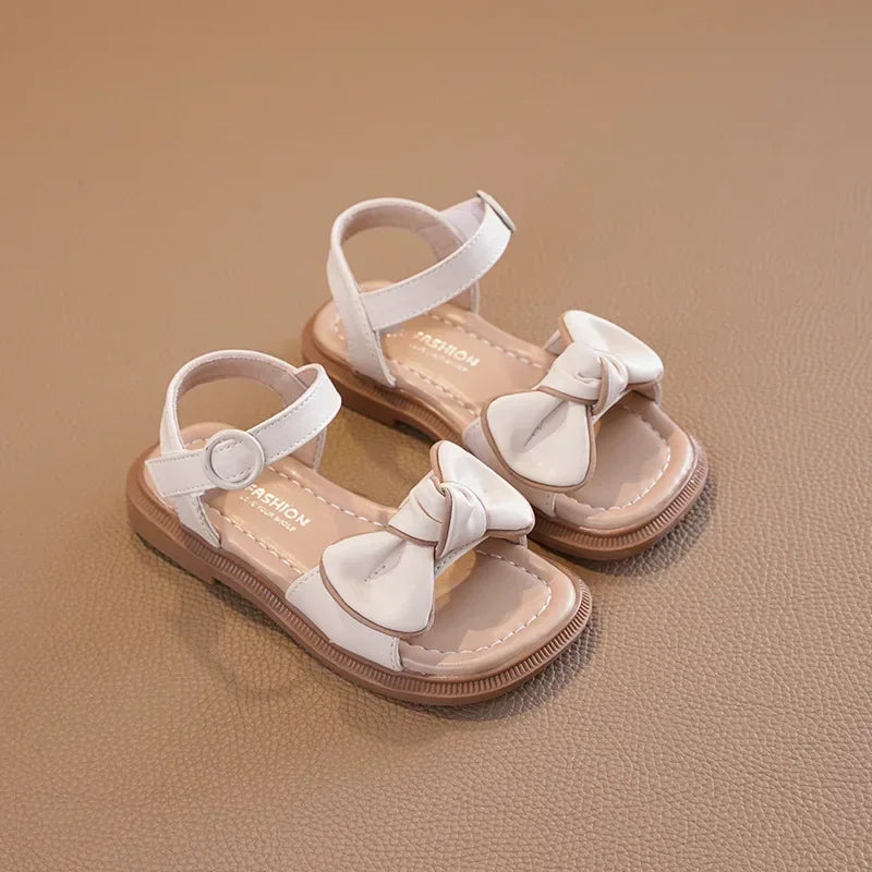 New Children's Sandals Summer Bowknot Girls Princess Causal Shoes Fashion Kids Soft Bottom Beach Flat Sandals Open-toe Versatile
