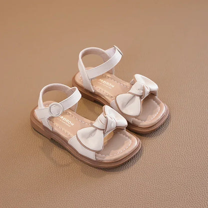 New Children's Sandals Summer Bowknot Girls Princess Causal Shoes Fashion Kids Soft Bottom Beach Flat Sandals Open-toe Versatile