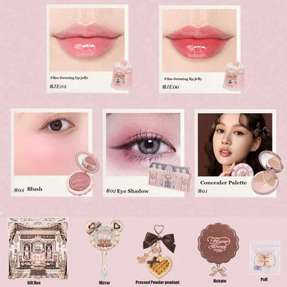 SWEETIE BEAR Makeup Box Gift Set All In One Perfume Shimmer Eye Shadow Palette Blush Lip Jelly Box 10 PCS