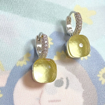 Classic Candy Color Earrings Inlay Transparent Zircon 27Colors Crystal Earrings Platinum Plated Fashion Jewelry For Women