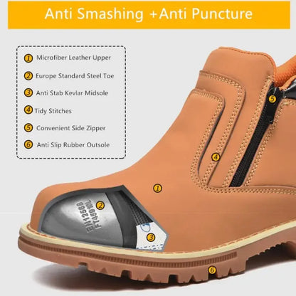 2025 Work Shoes for Men Waterproof Safety Shoes Man Anti Spark Leather Boots Man Anti Puncture Anti Slip Welder Shoe