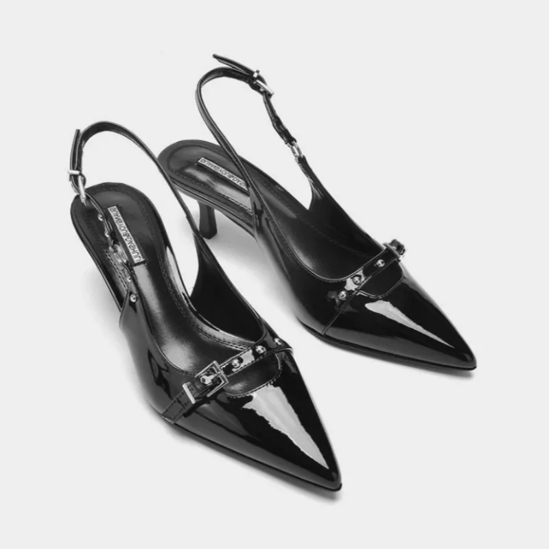 2025 Summer New Pointed Simple Shallow Mouth Comfortable Women's Gladiator sandals Outwear Back Strap Women High Heeled Sandals