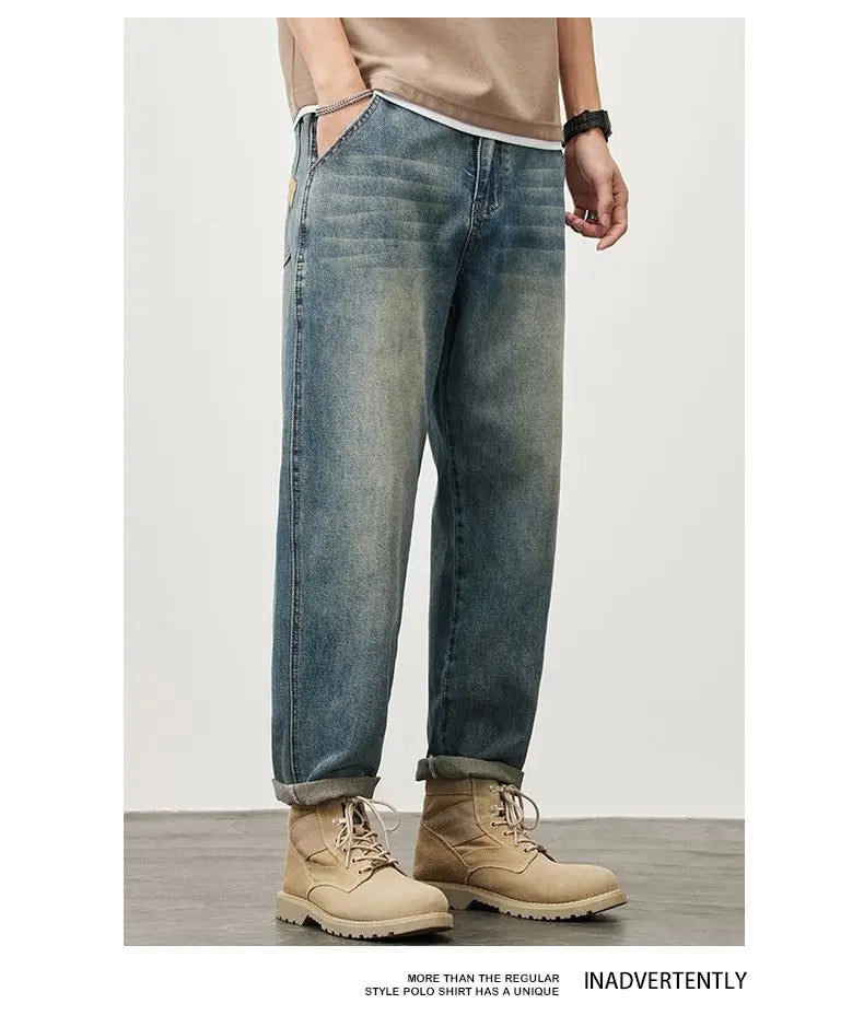 Summer Micro-cone Straight Jeans for Men Loose Comfortable and Versatile Casual Teenager Trendy Retro Trousers jeans for man