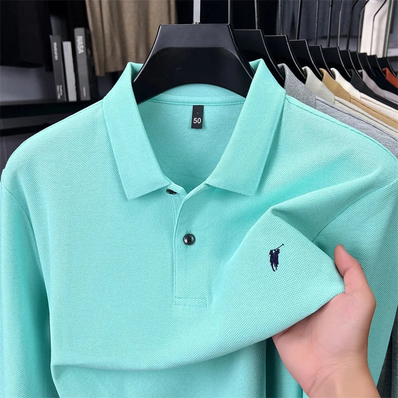 100% Pure Cotton Long Sleeved Men's Polo Shirt Hot Selling Brand Autumn Season Exquisite Pony Embroidery Breathable Top T-shirt
