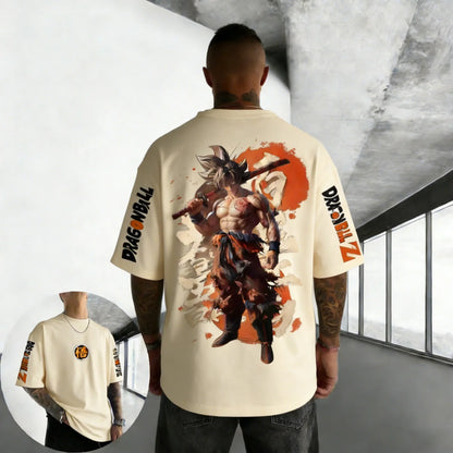 Oversized Cotton T-shirt Summer New Goku Printed Neutral Street Hip Hop Loose Casual Short Sleeve Top