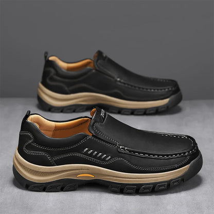 Men's Hand-Stitched Fashion Loafers, Solid Color Low-Top Casual Shoes, Simple Trendy Slip-On Sneakers, Men's Shoes for All Seasons, Daily Office Business Shoes, Large Size Men's Shoes