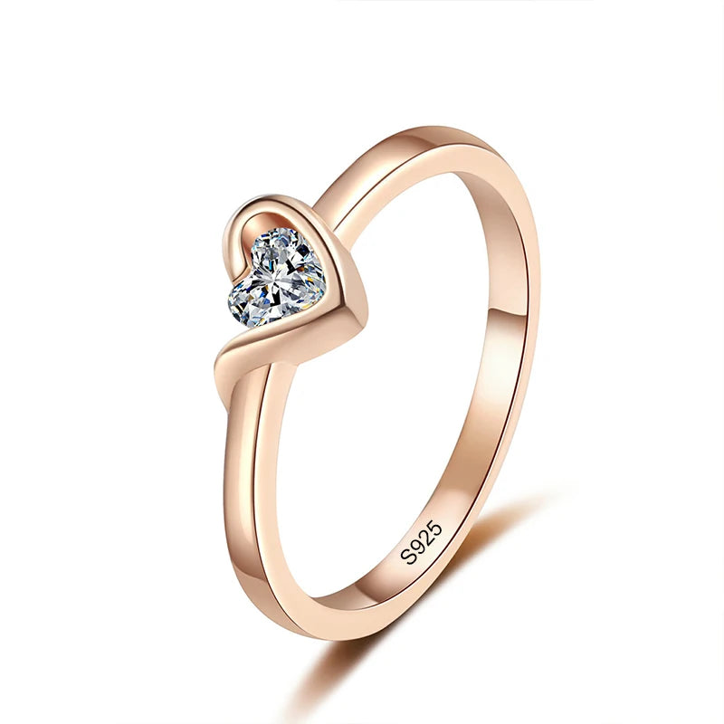 Heart Cut Moissanite Eternity Ring 925 Sterling Silver with Champagne White Gold Plated Band Lab Diamond Rings For Women