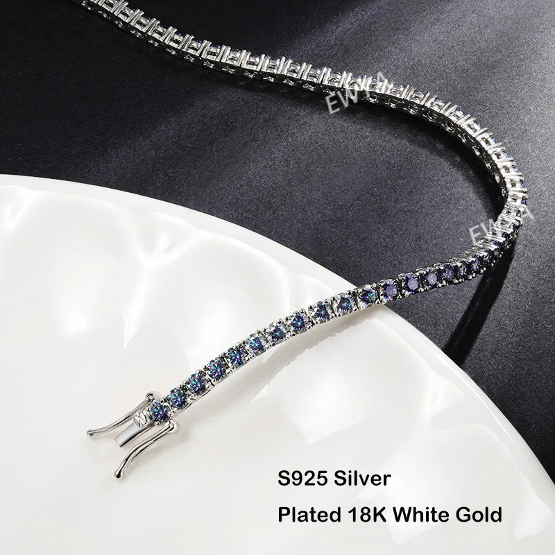 Luxury 3/4/5MM Full Blue Green Moissanite Tennis Bracelet for Men Women S925 Red Pass Diamond Test Bracelets Wholesale Gift