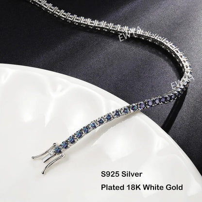 Luxury 3/4/5MM Full Blue Green Moissanite Tennis Bracelet for Men Women S925 Red Pass Diamond Test Bracelets Wholesale Gift