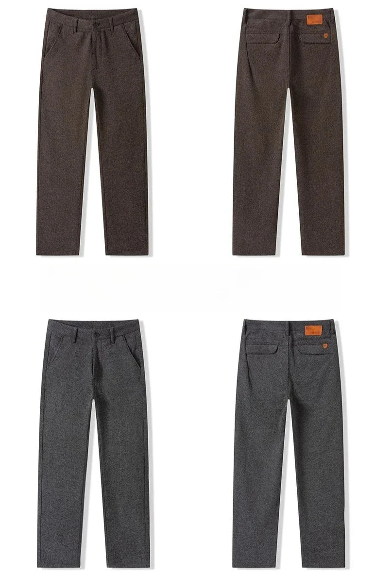 Men's Loose Casual Pants Autumn and Winter New Fashion Pocket Wide-leg Business Pants Comfortable Elastic Waist Stretch Pants