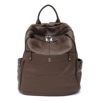 Soft Genuine Cowhide Daily Backpack Women Men Spacious Multi Pockets Fashion Casual Versatile Knapsack Travel Business College