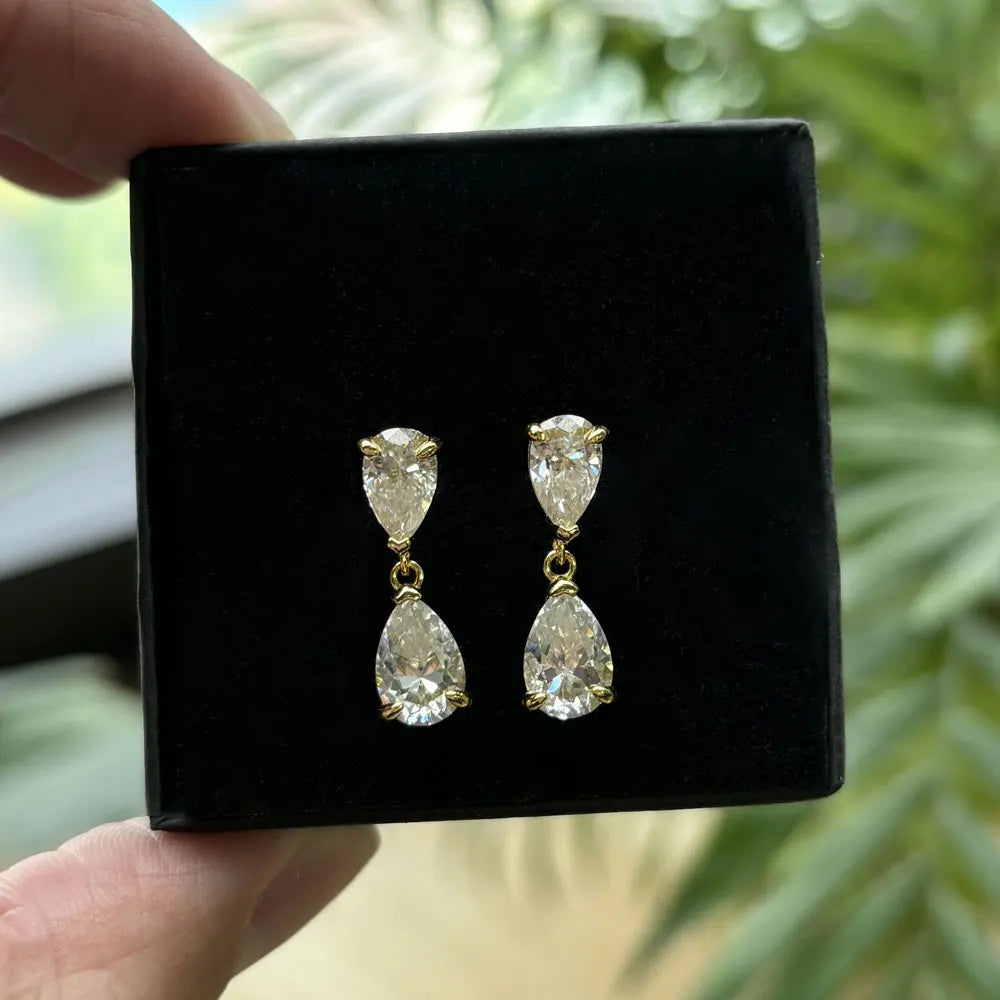 D VVS1 Pear Moissanite Drop Earrings for Women GRA Certified Diamond Solid s925 Silver Plated 18k Gold Wedding Earring