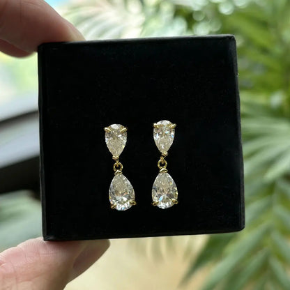 D VVS1 Pear Moissanite Drop Earrings for Women GRA Certified Diamond Solid s925 Silver Plated 18k Gold Wedding Earring