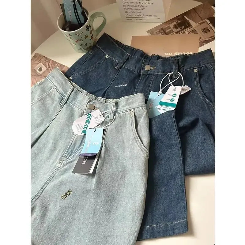 Fashionable Vintage Wide-Leg Jeans For Women New Summer 2024 Slimming Design Sensible Banana Harem Pants Denim Cotton Material