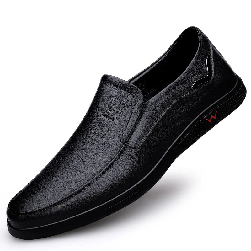 Men's Business Casual Shoes Handmade Layered Cowhide Rubber Bottom Leather Footwear for Office And Leisure