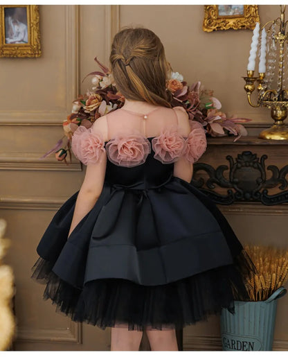 Vestido de Princesa de Aniversário Infantil de Verão UNITIM Vestido de Dama de Honra de Menina Pequena Roupa de Anfitriã de Piano Vestido de Casamento de Dama de Honra para Crianças Vestido de Meninas
