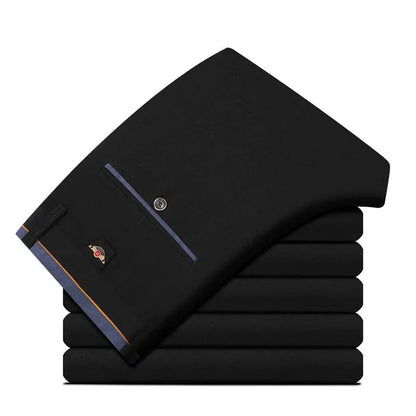 Men's Spring Summer Fashion Business Casual Long Pants Suit Pants Male Elastic Straight Formal Trousers Plus Big Size 28-40