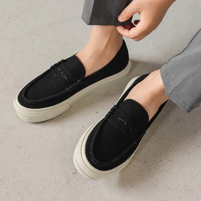 Men's Vulcanized Shoes: Niche, Light Luxury, Solid Color, Retro Style, Flat Heel, Split-on, Lazy Soft-soled Casual Walking Shoes