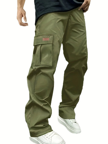 2025new men's workwear pants, European and American men's loose straight casual pants, men's workwear pocket pants