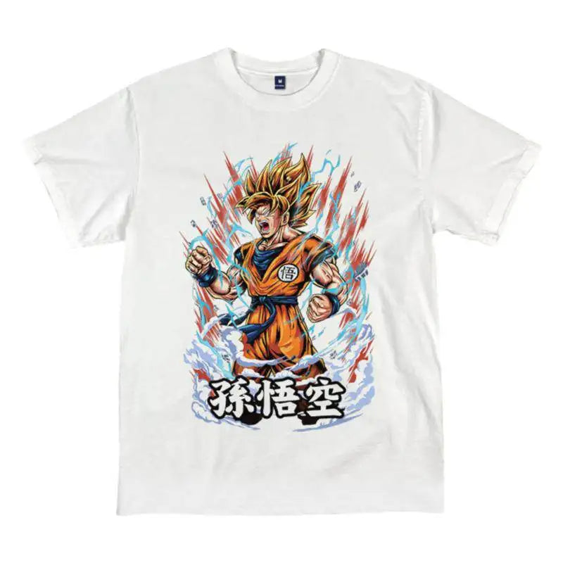 2026 Summer Dragon Ball Oversized T-shirt High Quality 100% Cotton Manga Grid Character Print Unisex Casual for Adults Kids