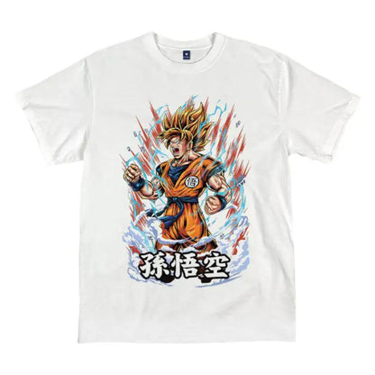 2026 Summer Dragon Ball Oversized T-shirt High Quality 100% Cotton Manga Grid Character Print Unisex Casual for Adults Kids