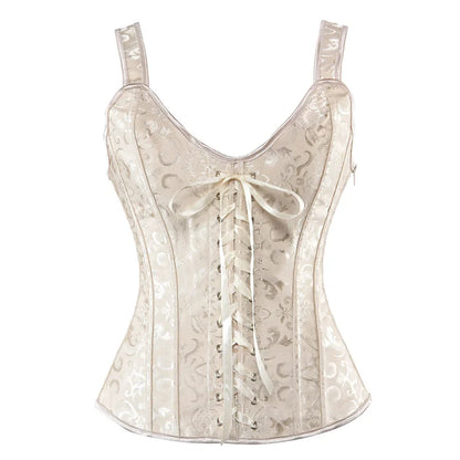 Overbust Corset Top with Straps Jacquard Corset Bustier Zipper Plus Size for Women Corset Dress with Skirt Black Red purple
