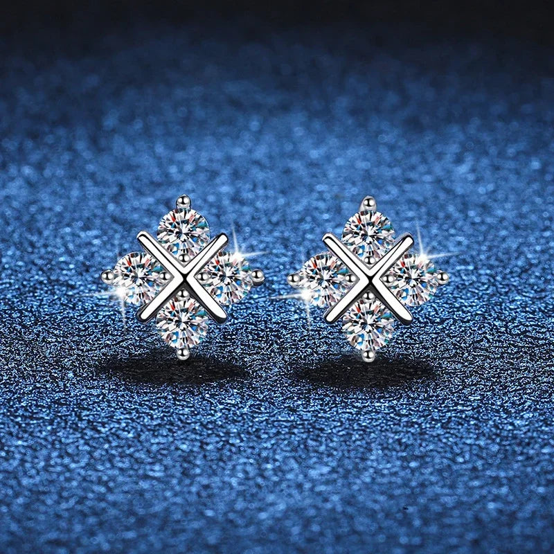 D Color Moissanite Stud Earrings For Women Top Quality 925 Sterling Silver Sparkling Diamond Engagement Wedding Jewelry
