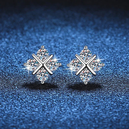 D Color Moissanite Stud Earrings For Women Top Quality 925 Sterling Silver Sparkling Diamond Engagement Wedding Jewelry