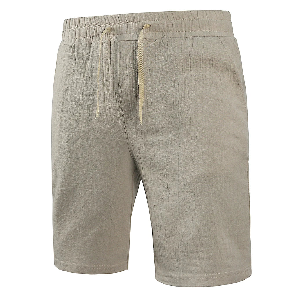 New Men's Cotton Linen Shorts Pants Male Summer Breathable Solid Color Linen Trousers Fitness Streetwear S-3XL