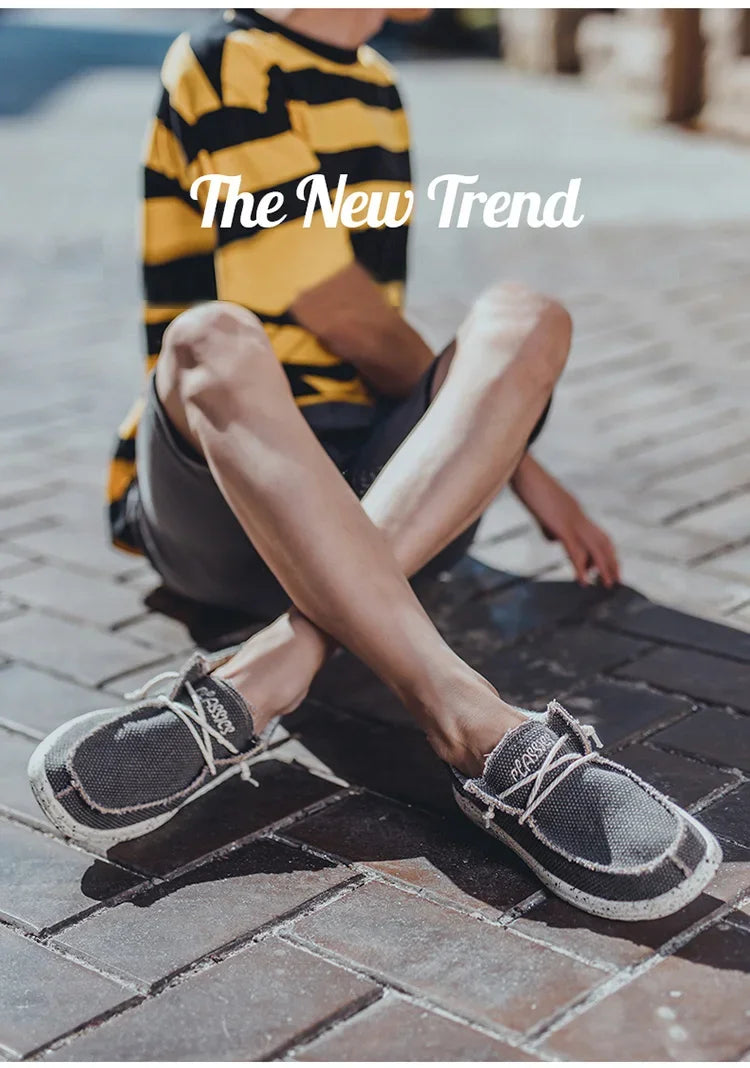 Summer Men's Canvas Shoes Denim Sneakers Men's Canvas Shoes Breathable Moccasins Vulcanized Shoes Men's Sneakers Shoes Plus Size