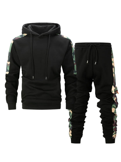 Men's Tracksuit Hoodie Sets Camouflage Hand  Hooded Leisure Suit Man Sweatshirt Pants Tactical Sweat Sports Suit