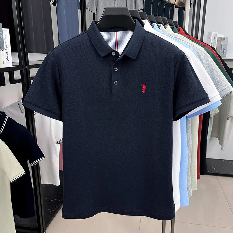 100% pure cotton short sleeve polo shirt summer new breathable men's T-shirt high-end brand Paul Pony embroidered business top