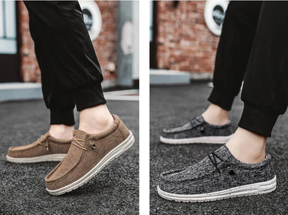 Men Casual Canvas Shoes Mens Loafers Breathable Slip on Flats Male Vulcanized Shoes Driving Shoes Plus Size 47 Walking Sneakers