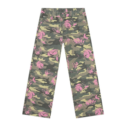 Tide Camouflage Jeans Men's Ins Loose Straight Wide Leg Casual Denim Pants Loose Male Trousers 12C2036
