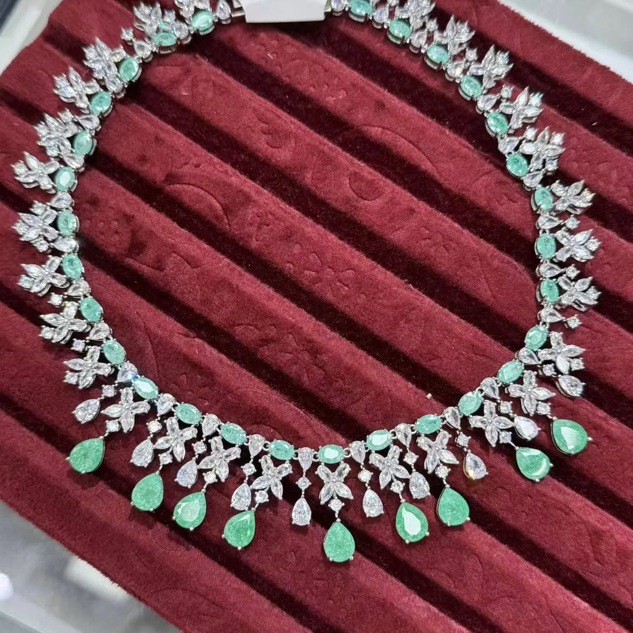 Luxury Water Drop CZ Zirconia Dubai Bridal Jewelry Set Women Nigerian African Double Layers Necklace Earring Set Wedding Party