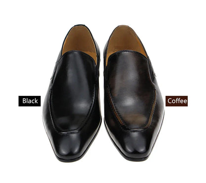 Purely Handmade Genuine Cow Leather Shoes Men's Sapato Social Formal Wedding Dress Shoes Loafers Pointed Toe Stylish Shoe