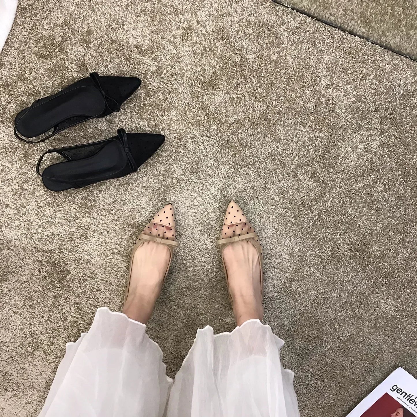 Sandals Women Flat Baotou  Mesh Breathable Bow-knot Sandalias Fashion Summer Low Heels Pointed Shoes Female