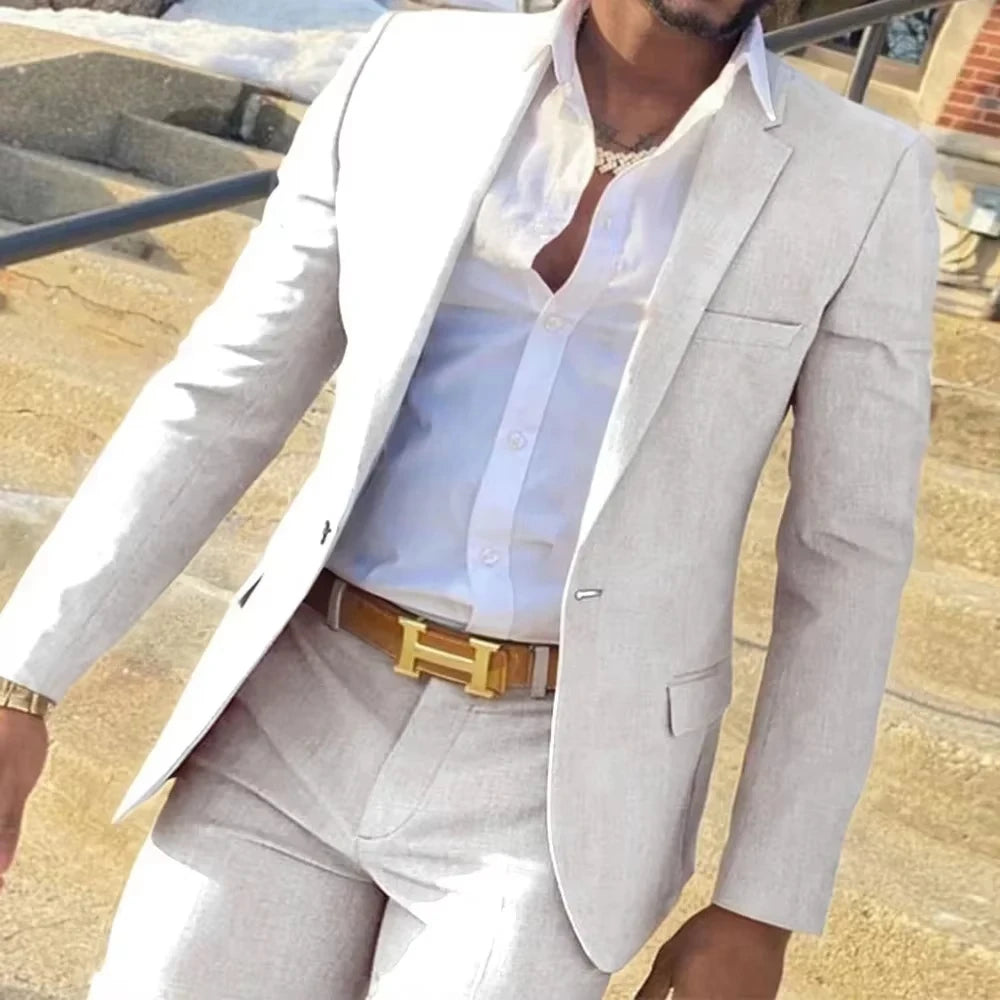 Men's Casual Tailored Peaked Lapel  Blue 2-Piece Set Jacket And Pants Designer Business Wear Evening Party